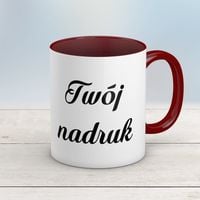 Kubek CLASSIC z bordowym wnętrzem i uszkiem z Twoim nadrukiem