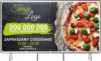 BANER REKLAMOWY na siatce mesh 100x50 cm gotowy projekt PIZZERIA REKLAMA