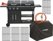 PODWÓJNY GRILL WĘGLOWO - GAZOWY 8.4 KW + POKROWIEC