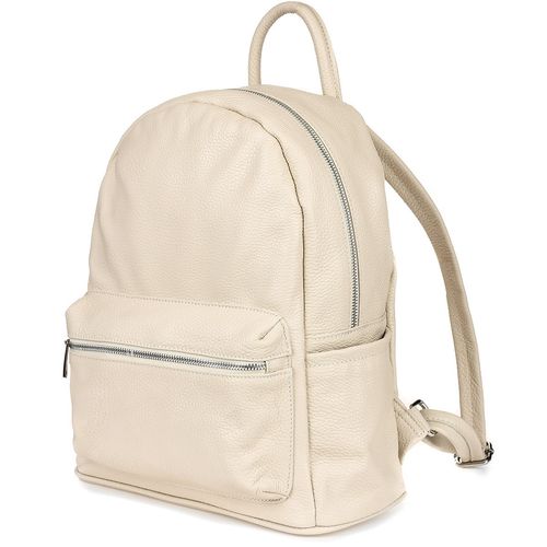 Skórzany plecak A4 duży pojemny do szkoły Włoski kremowy P16 na Arena.pl