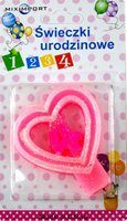 Świeczka na Urodziny  na Tort Ciasto Serce Cyfra 4