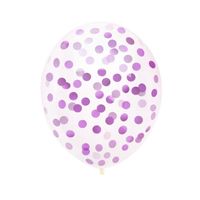 Balony przezroczyste z fioletowym konfetti, 30 cm 3 szt.