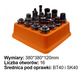 Organizer na oprawki frezy Rozmiar: BT40/SK40 (16 gniazd)