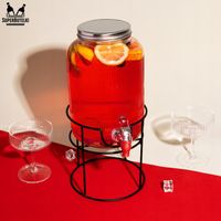 SŁÓJ z KRANIKIEM na STOJAKU 4L na LEMONIADE alkohol DYSTRYBUTOR RYFLOWANY