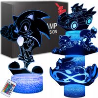 LAMPKA 3D SONIC 4 HOLOGRAMY DLA DZIECI NOCNA BIURKO LED 7 KOLOR USB + PILOT