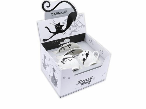 Kpl dwóch filiżanek ze spodkami espresso - koty na Arena.pl