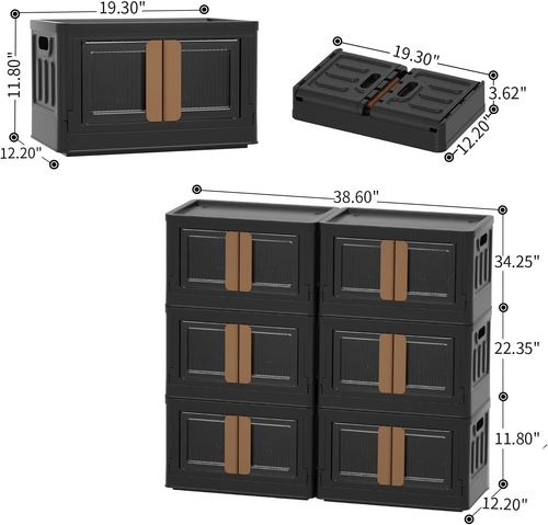 Plastikowe pudełko do przechowywania HAIXIN 32 L, 6 sztuk, czarne na Arena.pl