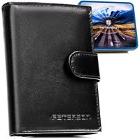 elegancki portfel męski ze skóry naturalnej w czarnym kolorze