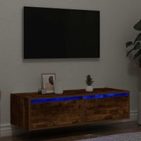 Szafka pod TV z LED, przydymiony dąb, 100x35,5x25 cm