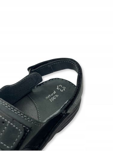 SANDAŁY MĘSKIE SKÓRZANE OBUWIE BUTY NA RZEPY SKÓRA BYDLĘCA + GRATIS ŁYŻKA na Arena.pl