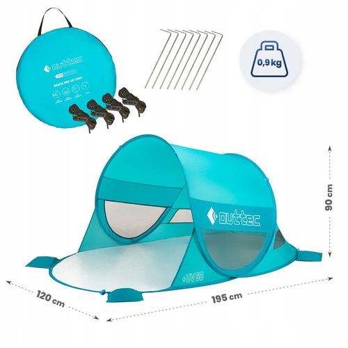 NAMIOT PLAŻOWY SAMOROZKŁADAJĄCY PARAWAN ZAMYKANY OKIENKO POP UP UV50 OUTTEC na Arena.pl