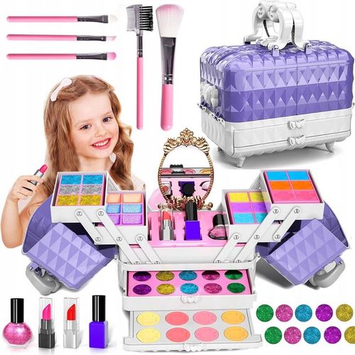 ZESTAW KUFEREK KOSMETYKÓW DO MAKIJAŻU I PAZNOKCI DLA DZIECI PREZENT 52PCS na Arena.pl