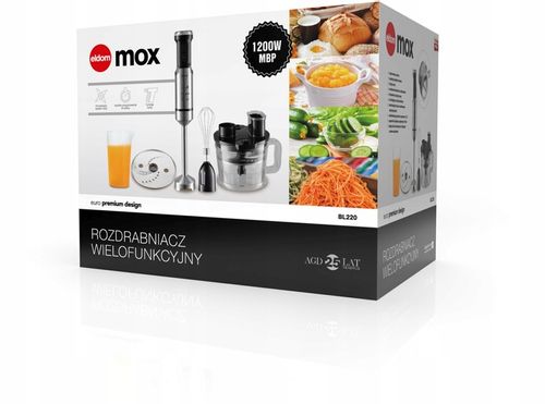 BLENDER RĘCZNY MIKSER WIELOFUNKCYJNY ELDOM BL220 TURBO 1200W +AKCESORIA na Arena.pl