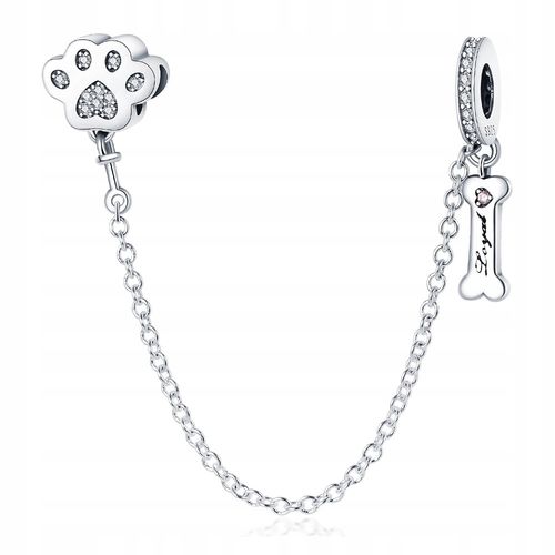 Łańcuszek Zabezpieczający SREBRO 925 Separator Łapka Psa i Kość na Arena.pl