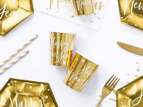 Kubeczki (Kubki), Happy New Year, złote, 220 ml, 6 szt. na Arena.pl