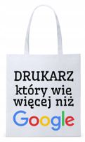 Torba Biała Eco Shopper Dla Drukarza Z Nadrukiem Ze Zdjęciem