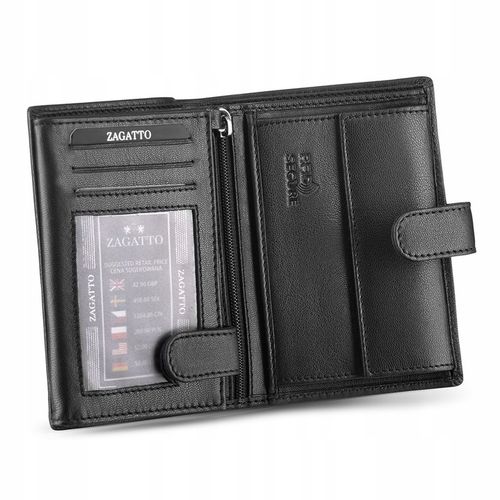 Portfel męski skórzany czarny pionowy skóra naturalna ochrona RFID na Arena.pl