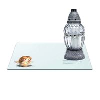 SZKLANA PODSTAWKA POD ZNICZE Z DEDYKACJĄ 30x20cm 555a Aniołek przezroczyste