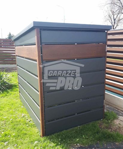 Wiata śmietnikowa spad tył 1,3x2m zielona + drewno Schowek  GP291 na Arena.pl