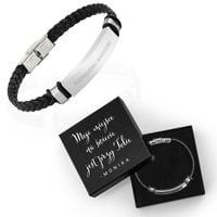 BRANSOLETKA MĘSKA SKÓRZANA + STAL GRAWER na prezent dla faceta