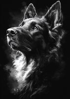 Plakat 50x70cm Portret Zwierząt do Salonu Pokoju | Owczarek | Czarno Białe