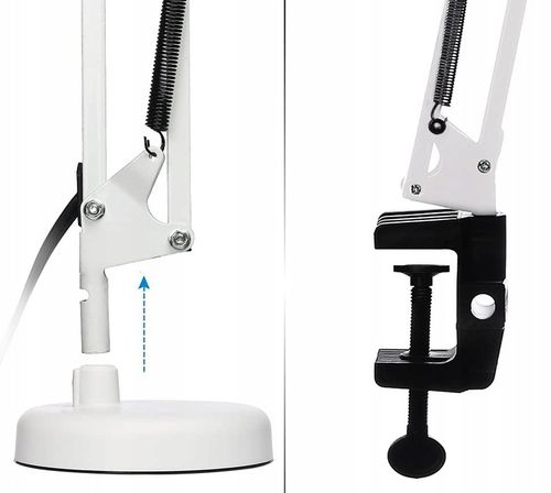 Lampka na Biurko LED Kreślarska Szkolna Regulowana E27 230V Stojąca Klips na Arena.pl