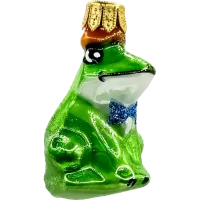 Bombka choinkowa szklana: Żaba z koroną i muszką
