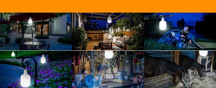 LAMPA KEMPINGOWA ŻARÓWKA LED LAMPKA DO NAMIOTU Z HACZYKIEM I AKUMULATOREM zdjęcie 2