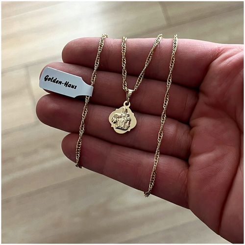 ZŁOTY ŁAŃCUSZEK NA KOMUNIĘ, CHRZEST DLA DZIEWCZYNKI 18K SZKAPLERZ + GRAWER na Arena.pl