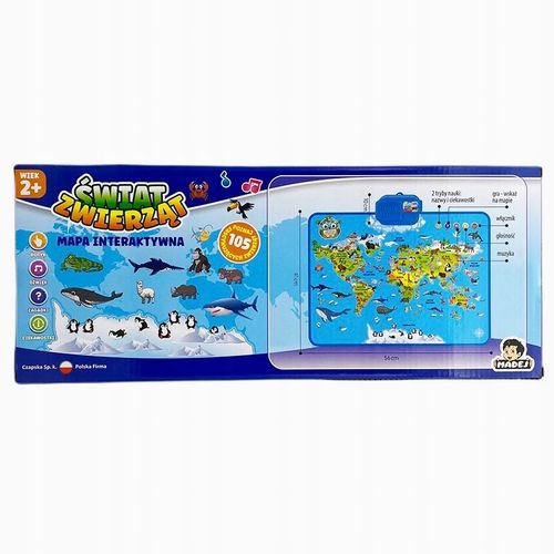 INTERAKTYWNA MAPA ŚWIATA ZWIERZĄT DOTYKOWA MATA EDUKACYJNA MÓWI PO POLSKU na Arena.pl