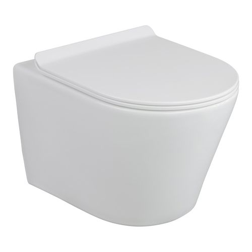 Miska WC wisząca bezkołnierzowa TAVIRA z deską wolnooopadającą Biała na Arena.pl