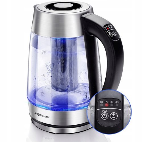 Czajnik Elektryczny Szklany z Regulacja Temperatury 1,7L 2200 W na Arena.pl