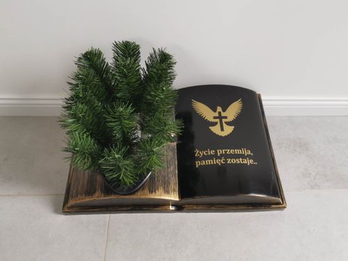 KSIĘGA na grób Podkład do stroików sztucznych Czarna ze złotym z doniczką na Arena.pl
