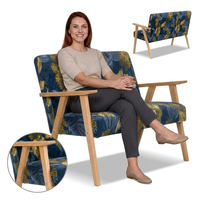 Sofa w stylu PRL retro kanapa vintage welur granatowy Soler Family Meble