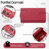 portfel damski duży czerwony ze skóry naturalnej