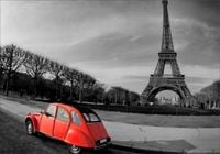 FOTOTAPETA miasto Paryż czerwone auto 390x280 FLIZ