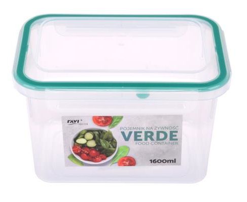 Pojemnik do żywności 1600 ml 1,6 l VERDE szczelny z uszczelką 4 klipsy zdjęcie 1