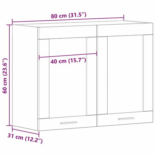Wisząca szafka szklana z półką Czarny dąb 80 x 31 x 60 cm na Arena.pl