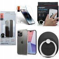 2X SPIGEN SZKŁO CASE ETUI DO iPHONE 14 PRO MAX + RING PIERŚCIEŃ DO TELEFONU