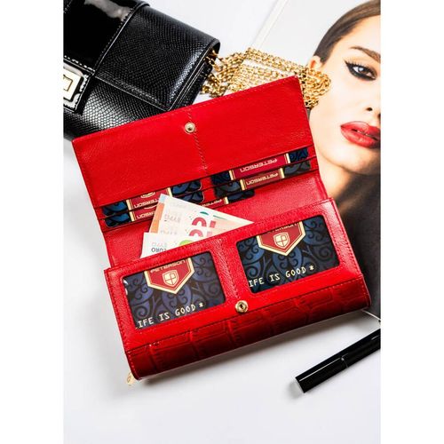 duży i pojemny czerwony portfel damski z systemem rfid - peterson na Arena.pl