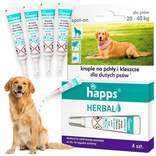 HAPPS KROPLE NA PCHŁY KLESZCZE DLA PSÓW 20-40KG na Arena.pl