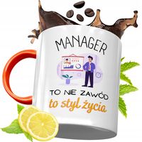 Kubek Pomarańczowy Dla Managera Prezent Z Nadrukiem Ze Zdjęciem