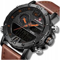 ZEGAREK MĘSKI ELEGANCKI KLASYCZNY SKÓRZANY PASEK STOPER DATOWNIK ALARM