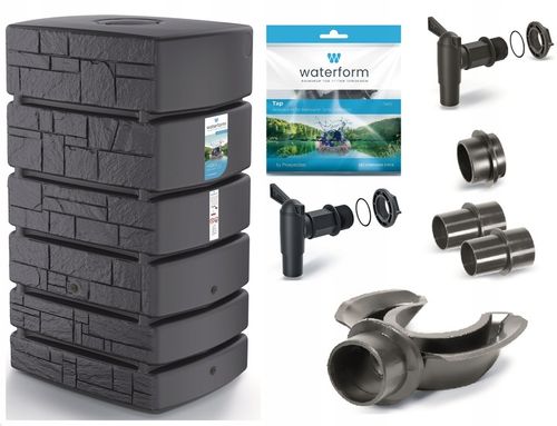 500 ZBIORNIK na DESZCZÓWKĘ POJEMNIK BECZKA WODĘ Antracyt Kamień + ZBIERACZ na Arena.pl