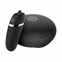 rosy gold licking stimulator black - elegancka maszyna intymna z etui