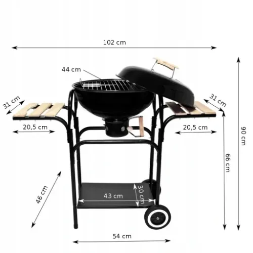 Grill WĘGLOWY na brykiet Ogrodowy zamykany POKRYWA POPIELNIK Gruba na Arena.pl