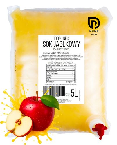 ZESTAW SOK JABŁKOWY TŁOCZONY 100% NFC PURE PRESS Jabłko 4 x 5L na Arena.pl