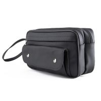 SASZETKA męska skórzana do ręki na dokumenty pieniądze F202 czarna