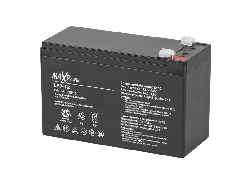 BAT0402 Akumulator żelowy 12V 7Ah MaxPower zdjęcie 1