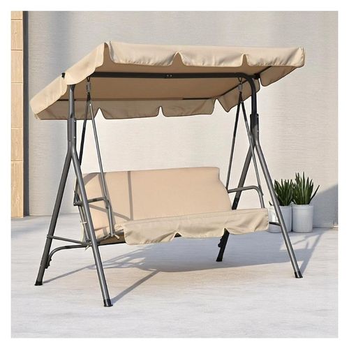 huśtawka ogrodowa 3-osobowa z baldachimem i 2 poduszkami, beżowa ho01k na Arena.pl